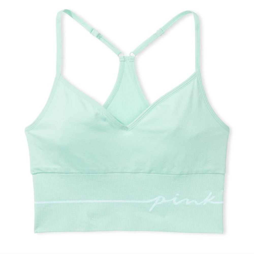 PINK Active Women's Blue Seamless Racerback Longline Sports Bra Size XL